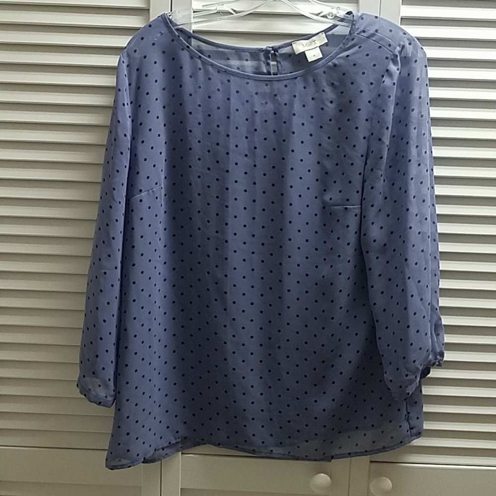 LOFT Purple With Black Polka Dot Blouse